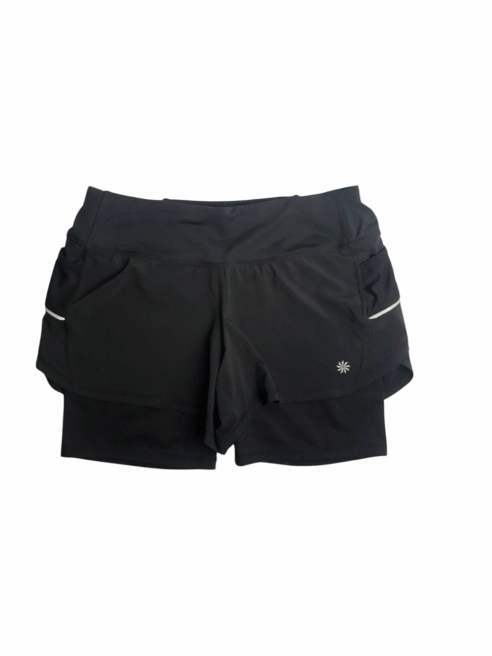 Athleta Black Layered Bike Shorts with Reflective Trim